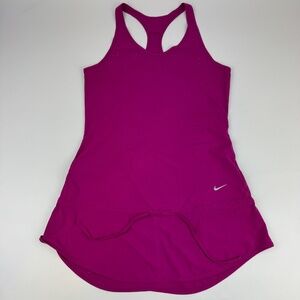 Nike Womens Size S Rival Running Tank Dress Pink Racerback Dri-Fit Woven 451423